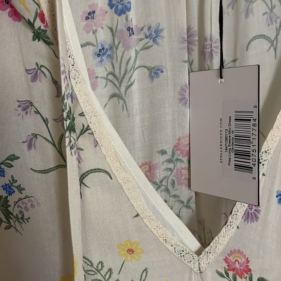 SPELL Cream Pink Yellow Blue Floral Posy Mini Dress - Gardenia - Picture 9 of 10